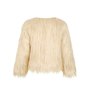 Tween Girls Faux Fur Jacket in Latte