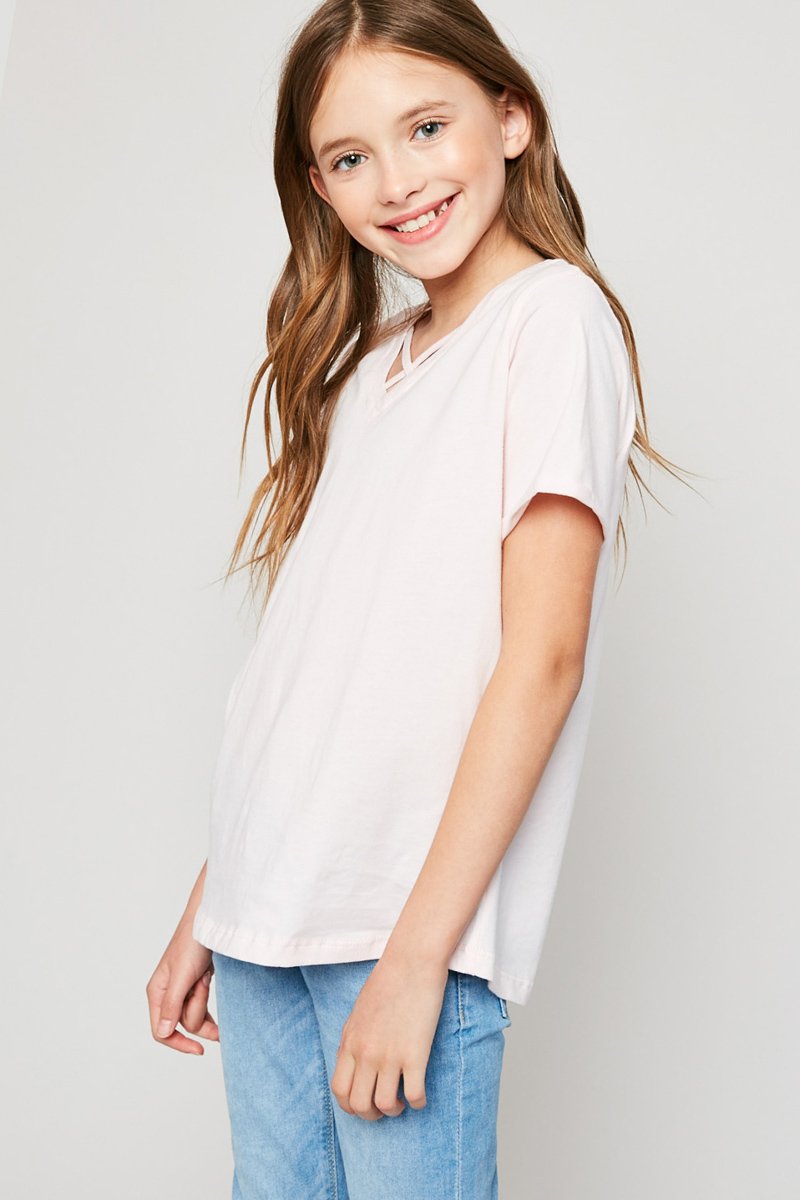 Pale Pink Criss Cross Tee
