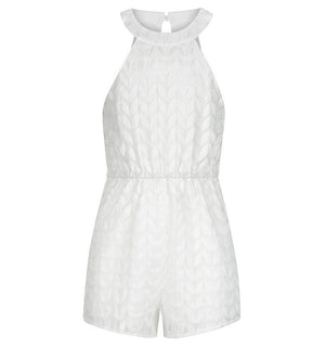 Kids Fly Away Halter Neck Playsuit in White Lace