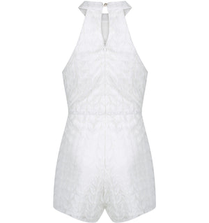 Kids Fly Away Halter Neck Playsuit in White Lace