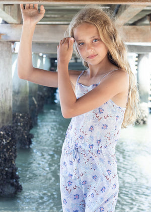 Secret Garden Jumpsuit in Blue Floral