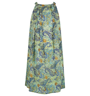 Summer Days Embellished Silk Tie Up Dress In Green