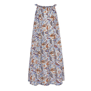 Summer Days Embellished Silk Tie Up Dress In White