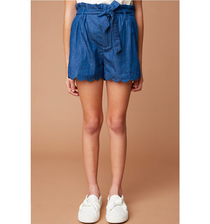 Scallop Hem Shorts with Sash Tie - Hayden Girls