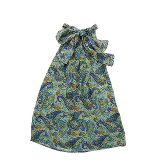 Summer Days Embellished Silk Tie Up Dress In Green