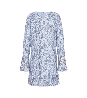 Girls Long Sleeve Lace Dress In Baby Blue