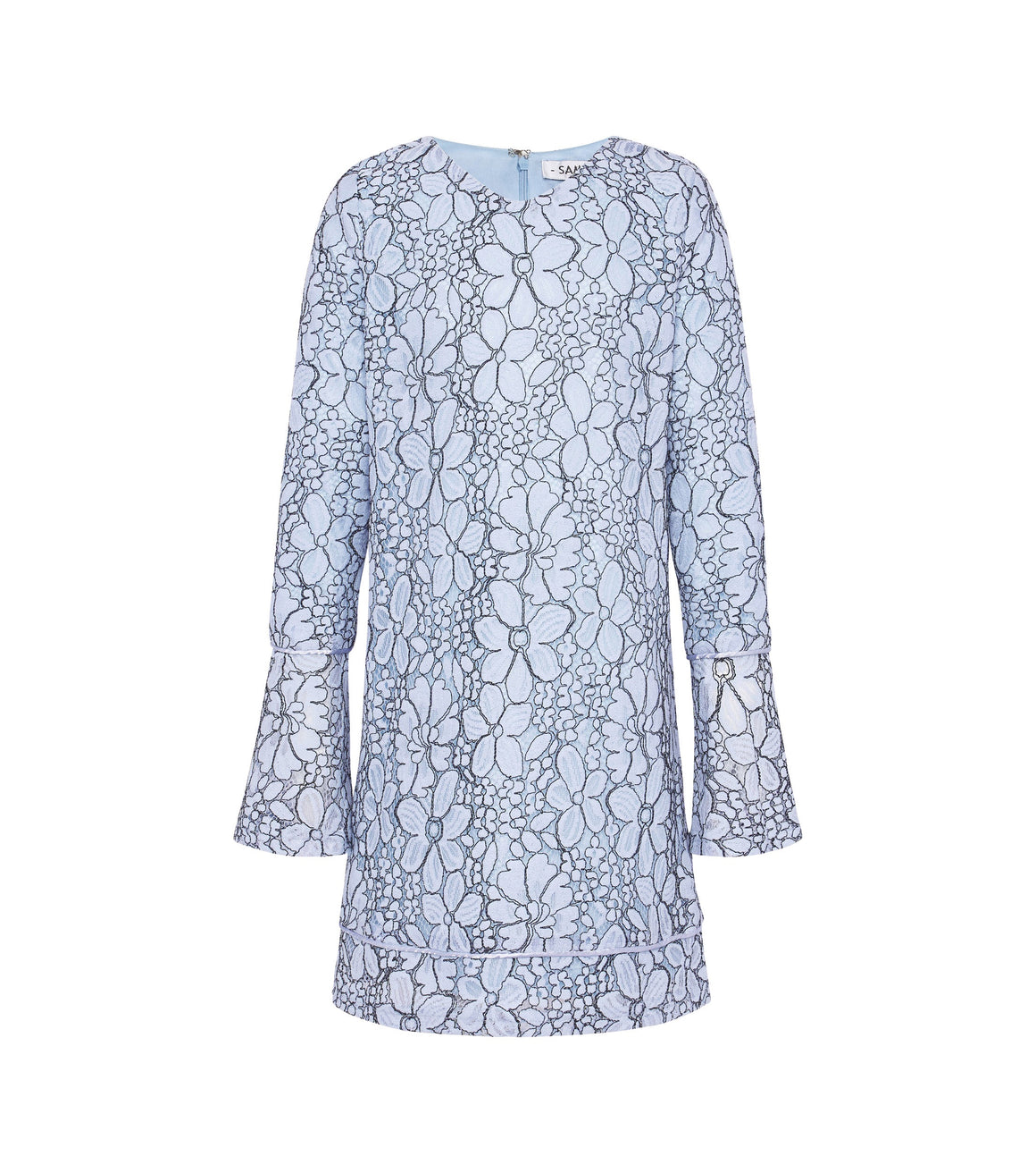 Girls Long Sleeve Lace Dress In Baby Blue