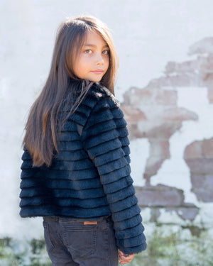 Black Short Sectioned Faux Fur